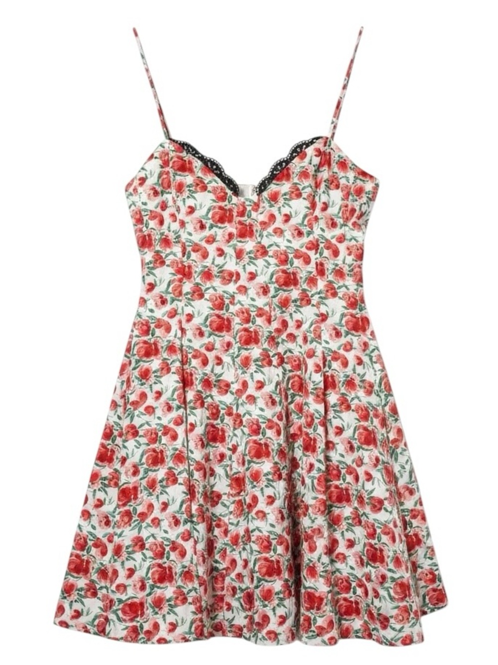 Maeve Lace-Trim Sweetheart Mini Dress Red Rouge Floral NWT Size Medium‎